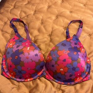 Victoria's Secret Purple and Pink Floral Molded Bra